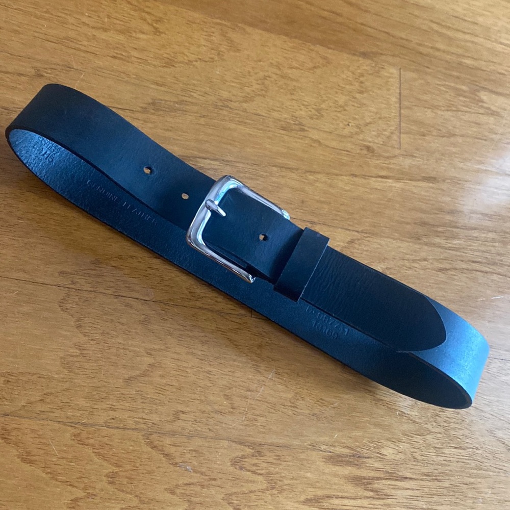 Black genuine leather belt
